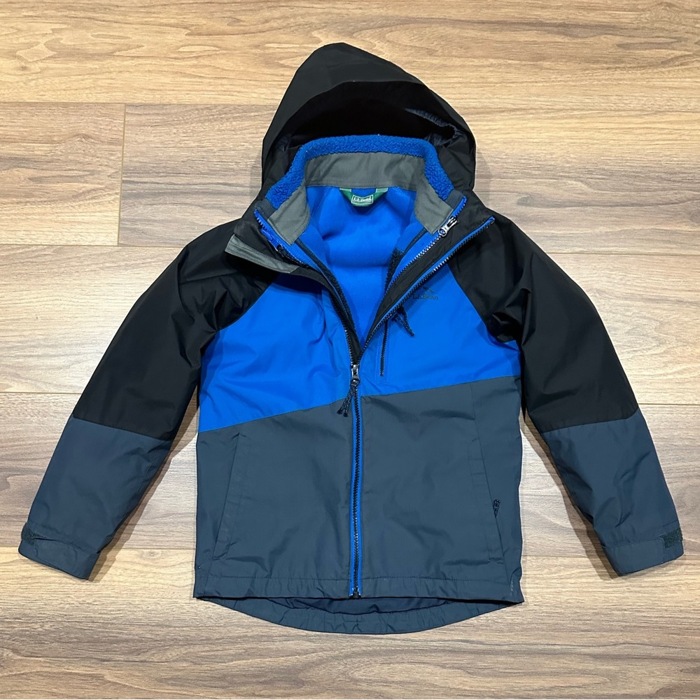 L.L. Bean Kids Raincoat - Vibrant Blue with Black and Gray